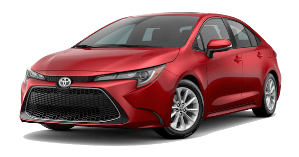 A red 2020 Toyota Corolla XLE