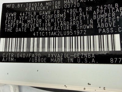 2020 Toyota CAMRY LE