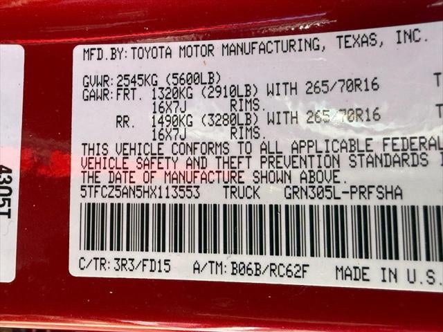 2017 Toyota Tacoma TRD Off Road Double Cab 5' Bed V6 4x4 MT (Natl)