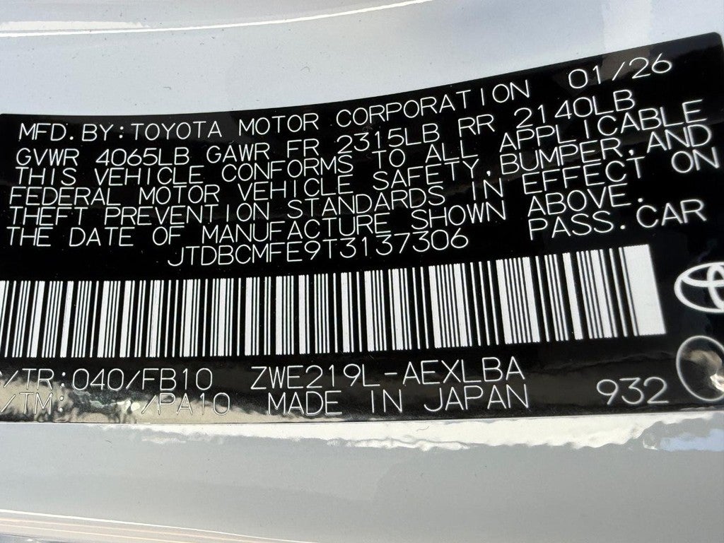 2026 Toyota Corolla Hybrid LE FWD (Natl)