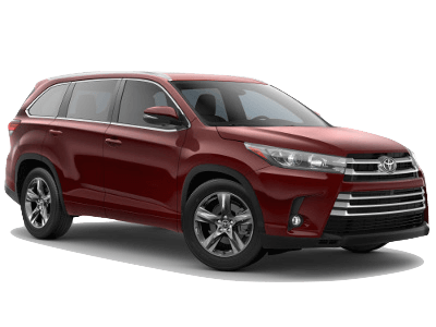 A red 2019 Toyota Highlander Limited