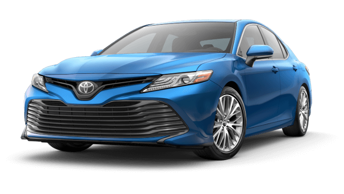 A blue 2020 Toyota Camry XLE